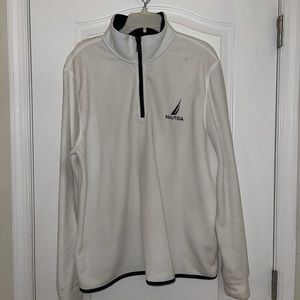 Mens White Nautica Quarter Zip Pullover Swearshirt